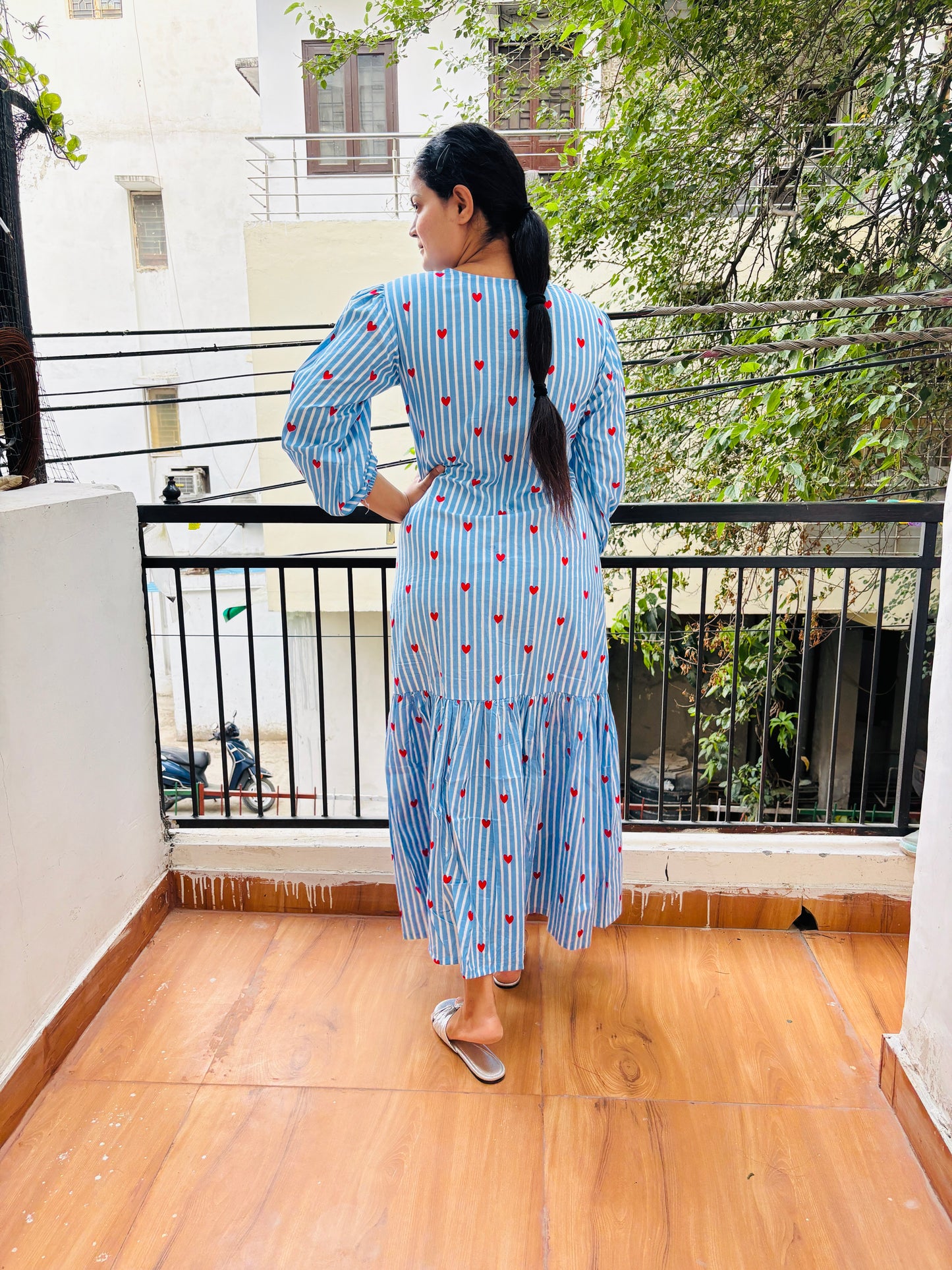 Heart blue stripe dress