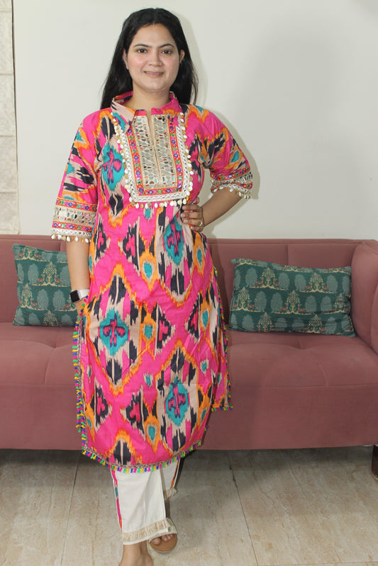 Mirror Kurti pants pink