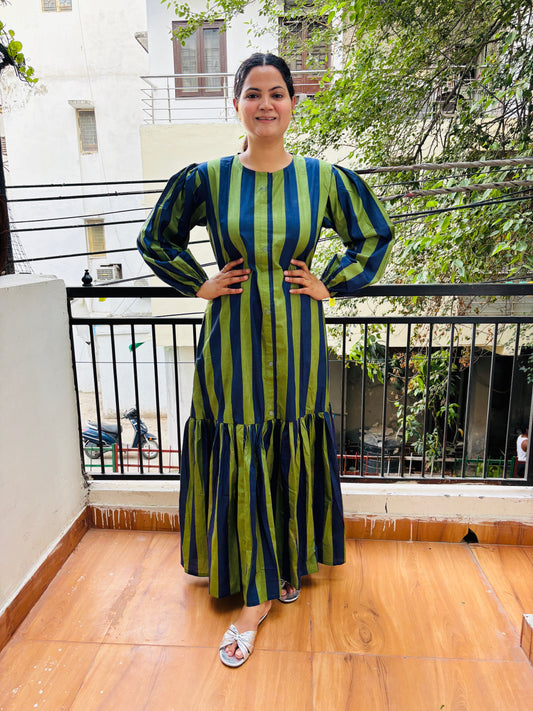 GREEN STRIPES DRESS