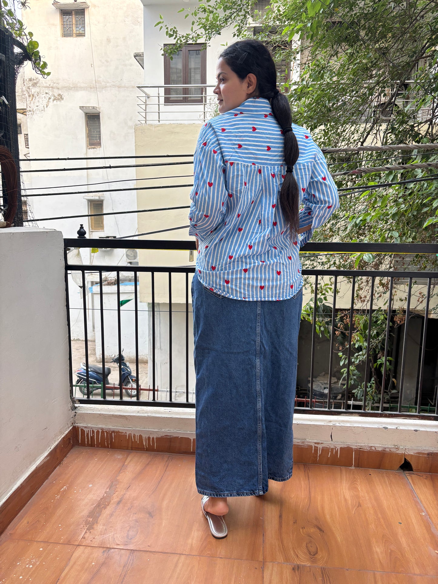 HEART BLUE STRIPE SHIRT