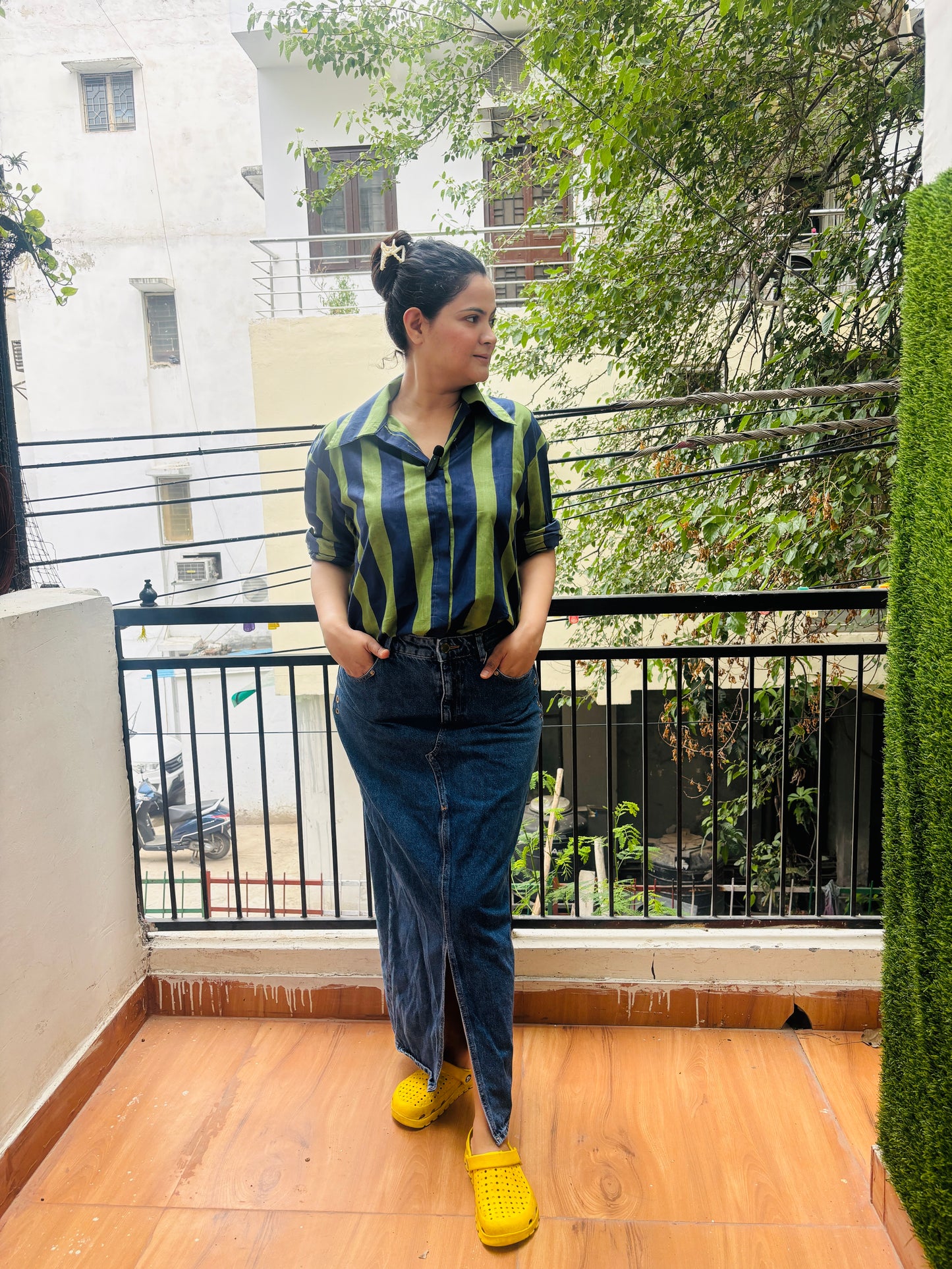 GREEN STRIPE SHIRT