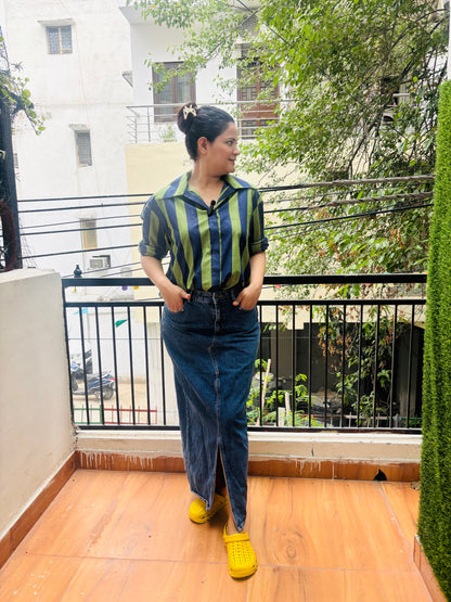 GREEN STRIPE SHIRT