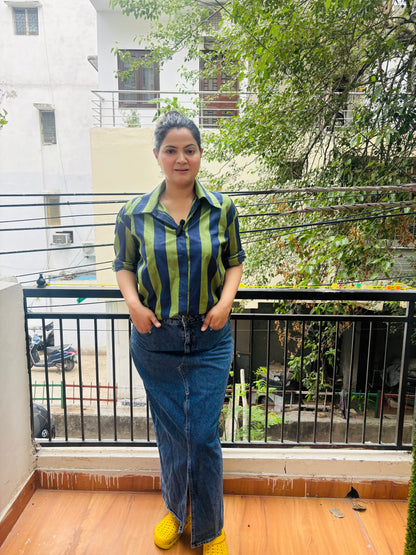 GREEN STRIPE SHIRT