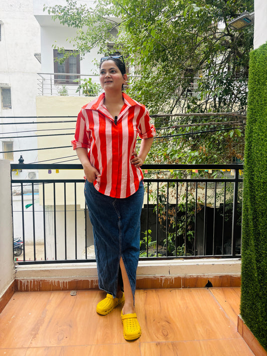 ORANGE STRIPE SHIRT